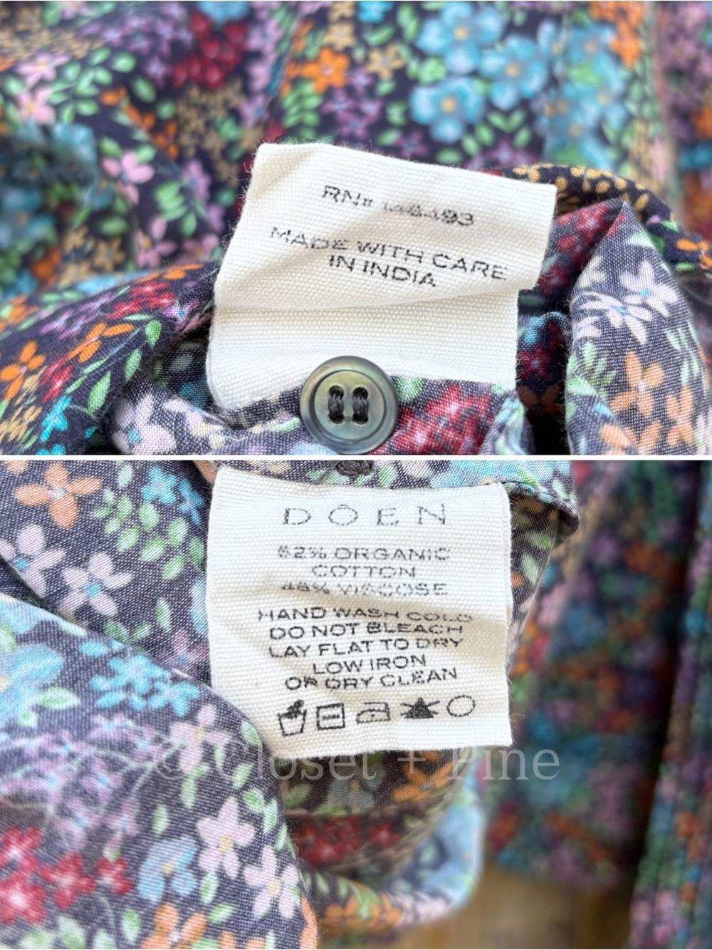 Doen Rose Top in Navy Lady Bird Floral Size XS Blouse Cottagecore Prairie Boho - Picture 11 of 17